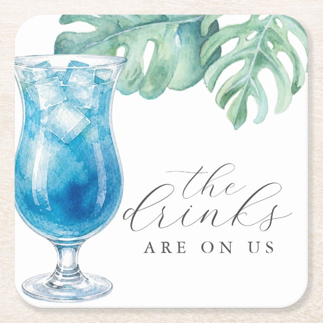 Tropical Drinks On Us Coasters (Front)