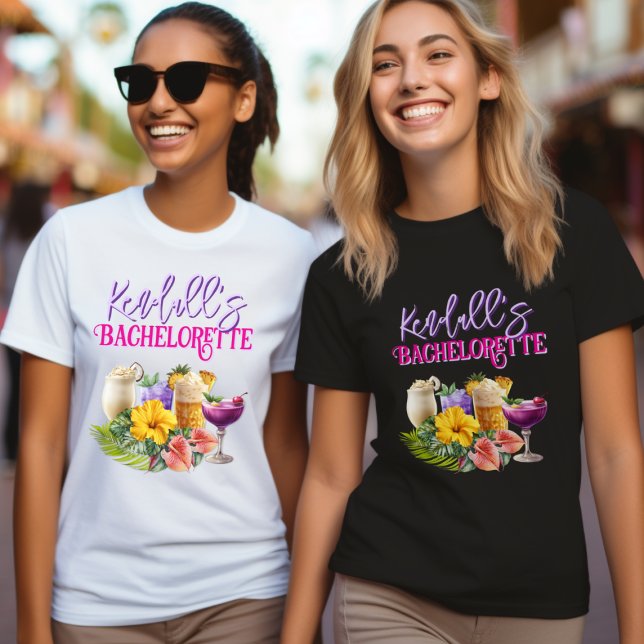 Tropical Drinks Personalized Bachelorette T-shirt Tri-Blend Shirt (Creator Uploaded)