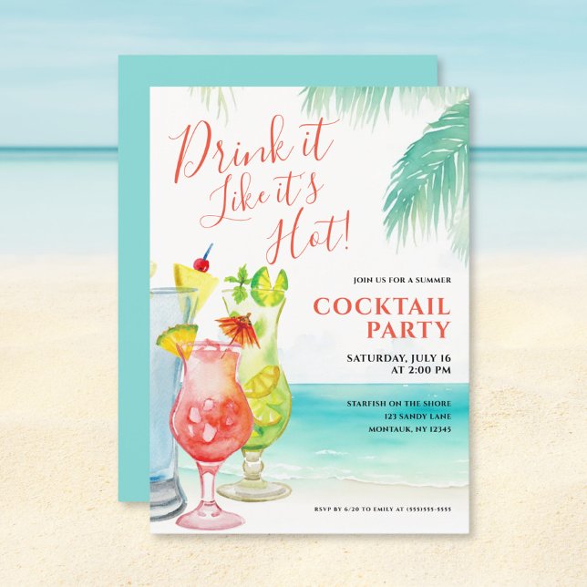 Tropical Drinks Summer Cocktail Party Invitation (Creator Uploaded)