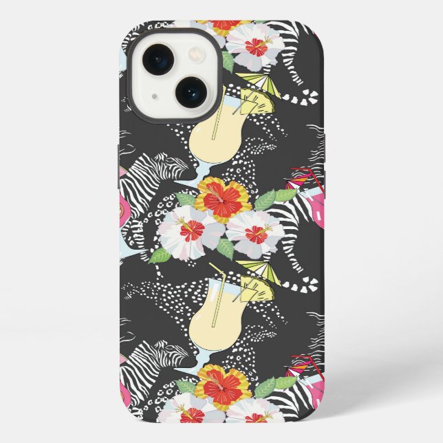 Tropical Drinks With Animals Iphone Case (Back)