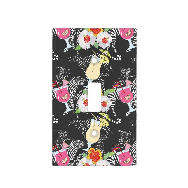 Tropical Drinks With Animals Light Switch Cover (Front)