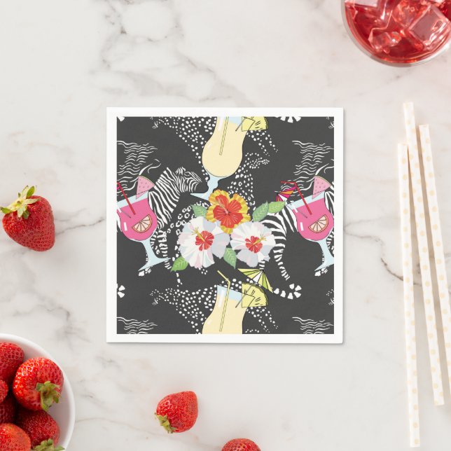 Tropical Drinks With Animals Napkins (Insitu)