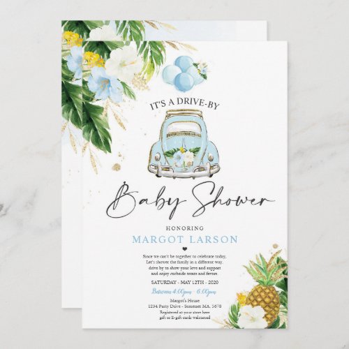 Tropical Drive By Baby Shower Pineapple Drive Thru Invitation