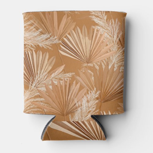 Tropical dry palms watercolor boho can cooler
