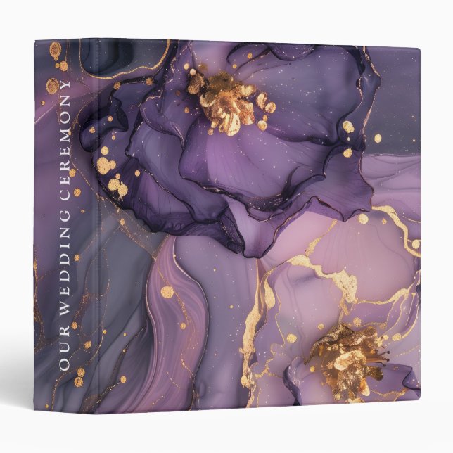 Tropical Dusk Glitter Marble Pattern Personalize 3 Ring Binder (Front/Spine)