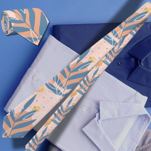 Tropical Dusty blue Hawaiian pattern Neck Tie