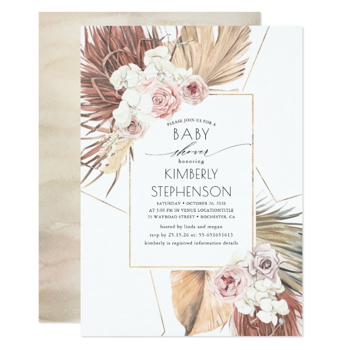 tropical earthy jungle foliage boho baby shower invitation  zazzle