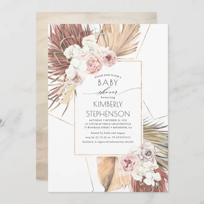 Greenery Tropical Jungle Baby Shower Invitation - Cupcakemakeover
