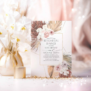 Tropical Earthy Jungle Foliage Rehearsal Dinner Invitation