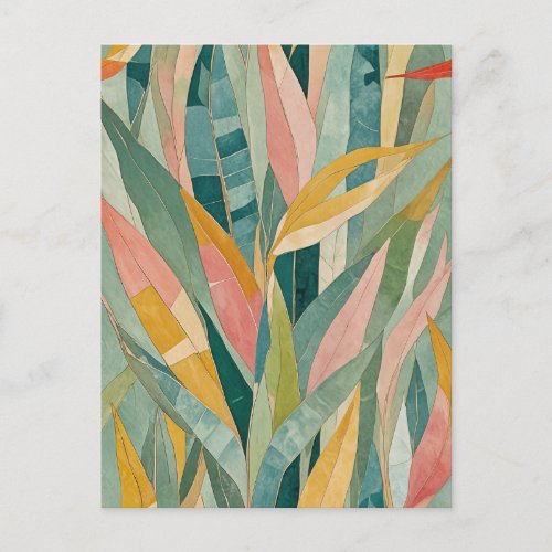 Tropical Elegance Abstract Bird of Paradise Postcard