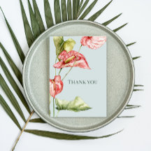Tropical Elegance Anthurium Wedding Thank You Card