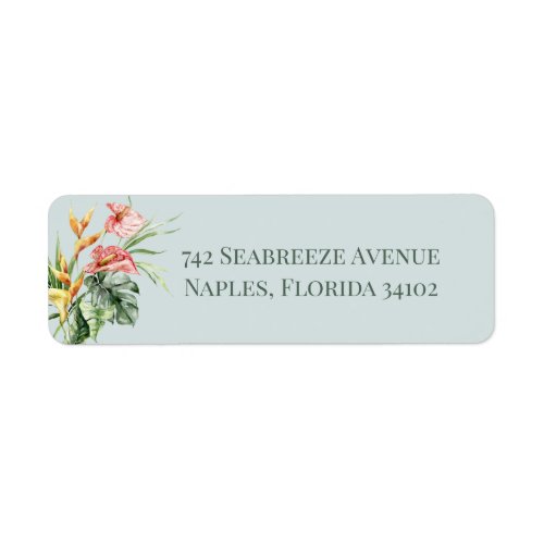Tropical Elegance Botanical Return Address Label