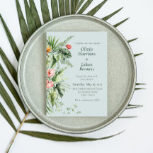 Tropical Elegance Botanical Wedding Invitation