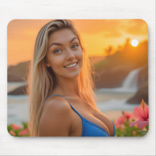 Tropical Elegance: Helena's Bikini Photoshoot Mouse Pad