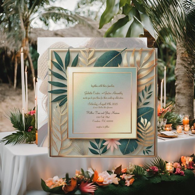 Tropical Elegance Minimal Frame Wedding Invitation (Creator Uploaded)