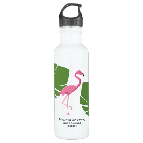 Tropical Elegance Personalized Pink Flamingo Stainless Steel Water Bottle