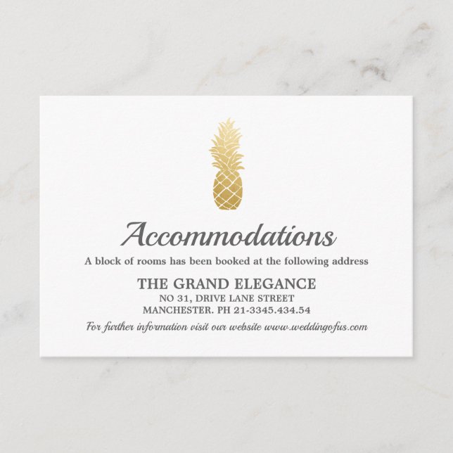 Tropical Elegance | Pineapple Accommodations Enclosure Card (Front)