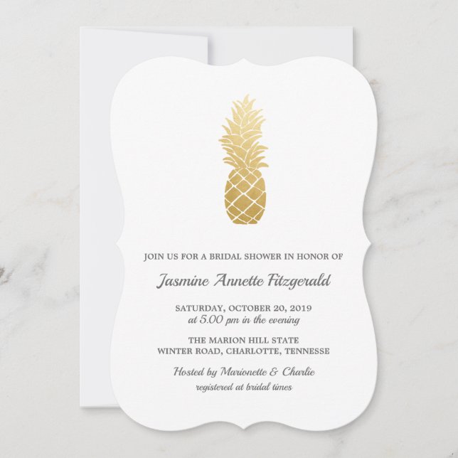Tropical Elegance | Pineapple Bridal Shower Invitation (Front)