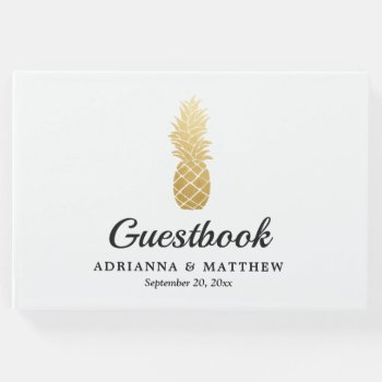Tropical Elegance | Pineapple Wedding Guestbook by Wedding_Trends_Now at Zazzle