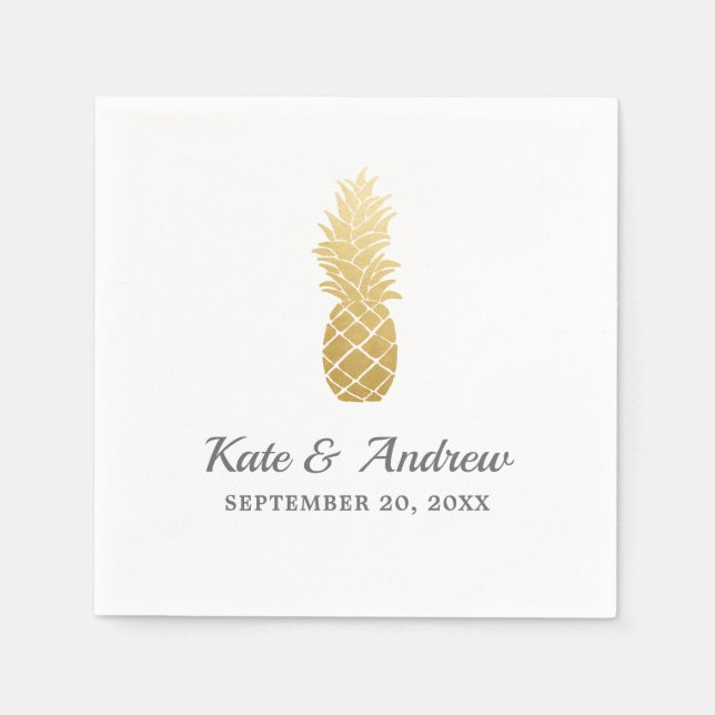 Tropical Elegance | Pineapple Wedding Napkins (Front)