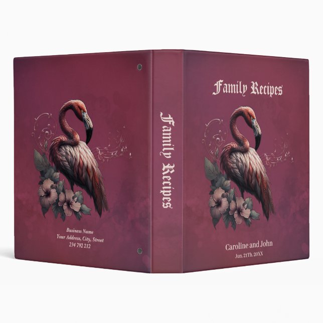 Tropical elegance, the flamingo in the twilight.  3 ring binder (Background)