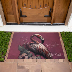 Tropical elegance, the flamingo in the twilight. doormat