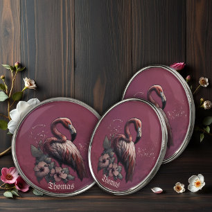 Tropical elegance, the flamingo in the twilight.  golf ball marker