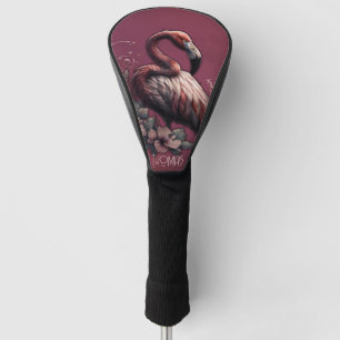 Tropical elegance, the flamingo in the twilight.  golf head cover