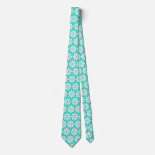 Tropical Elegance - Turquoise Blue Floral Neck Tie