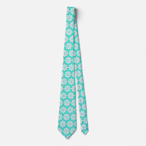 Tropical Elegance _ Turquoise Blue Floral  Neck Tie