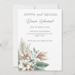 Tropical Elegance Wedding Dinner Rehearsal Invitation