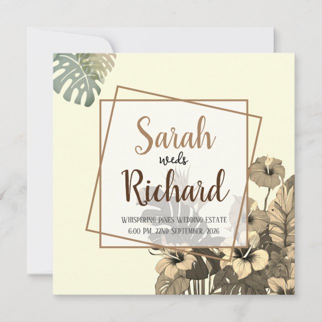 Tropical Elegance Wedding Invitation (Front)
