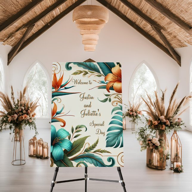 Tropical Elegance Wedding Welcome Sign (Creator Uploaded)