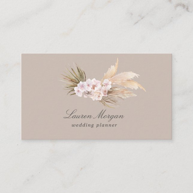 tropical elegant floral minimalist Business Card (Front)