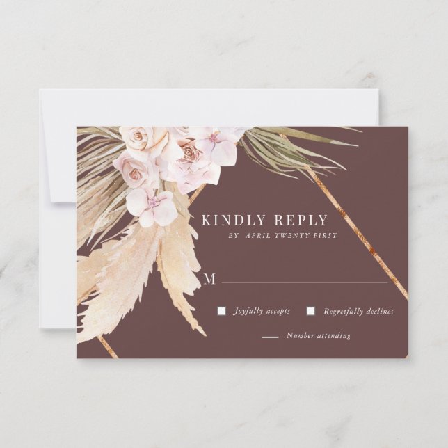 Tropical Elegant Floral RSVP card (Front)