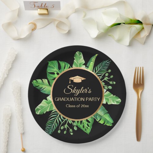 Tropical Elegant Graduation Party Paper Plates