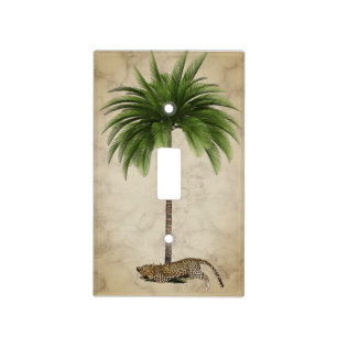 Tropical Elegant Palm Tree Leopard Print Light Switch Cover