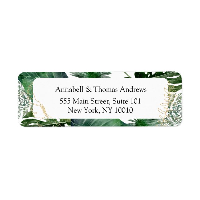 Tropical Elegant Plant Trending Wedding   Label (Front)