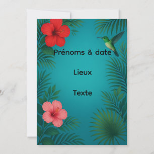 Tropical Elegant Wedding Invitation - Hibiscus