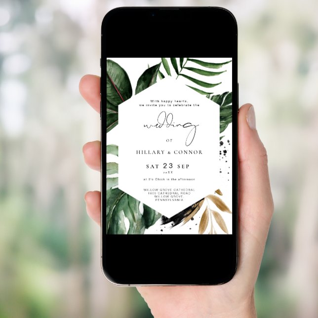 Tropical elegant wedding the wedding of invitation (Front Digital)