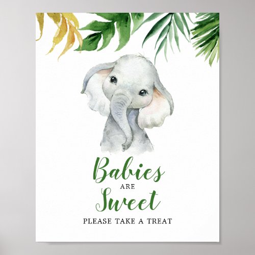 Tropical Elephant Boy Baby Shower Babies are Sweet Poster