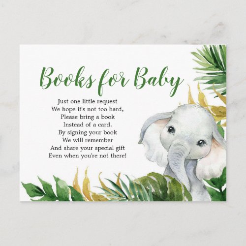 Tropical Elephant Boy Baby Shower Books for Baby Invitation Postcard