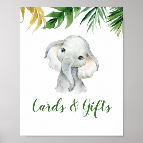 Tropical Elephant Boy Baby Shower Cards  Gifts Poster