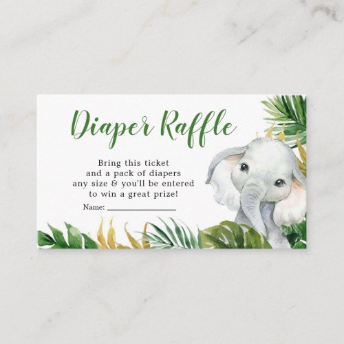 Tropical Elephant Boy Baby Shower Diaper Raffle Enclosure Card