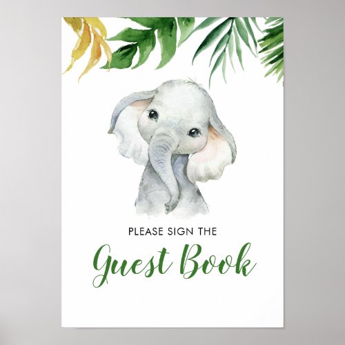 Tropical Elephant Boy Baby Shower Guest Book