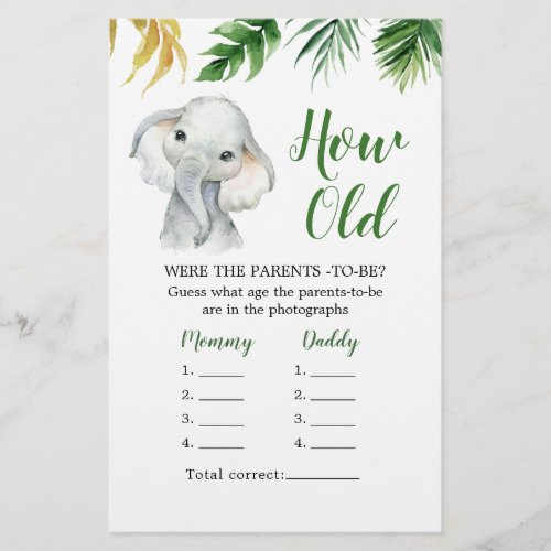 Tropical Elephant Boy Baby Shower How Old Parents