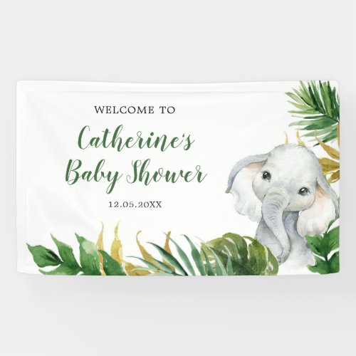 Tropical Elephant Boy Baby Shower Large Banner