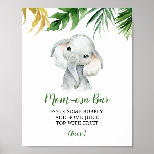 Tropical Elephant Boy Baby Shower Mom_osa Bar Poster