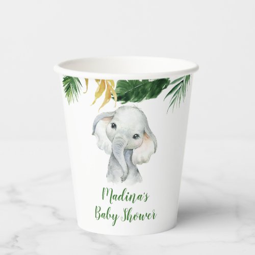 Tropical Elephant Boy Baby Shower Paper Cup