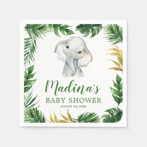 Tropical Elephant Boy Baby Shower Paper Napkin